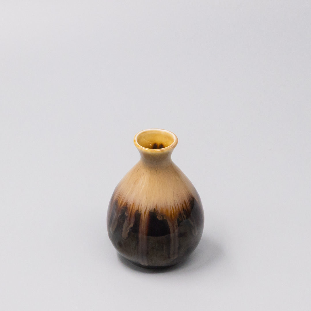 Sake Jug 180ml Black Gloss Sunflower Drip Glaze - Image 1