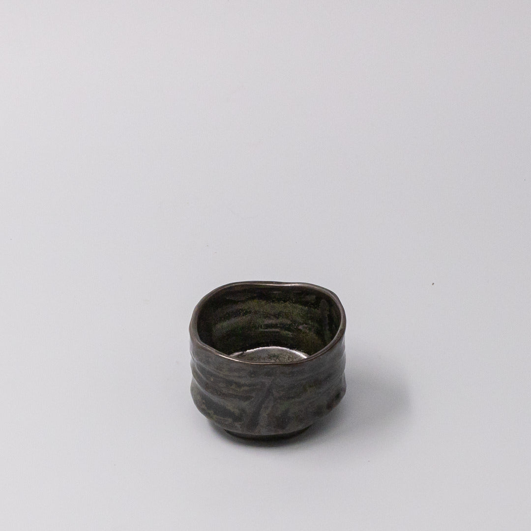 Sake Cup Moss Black Glaze - Image 1