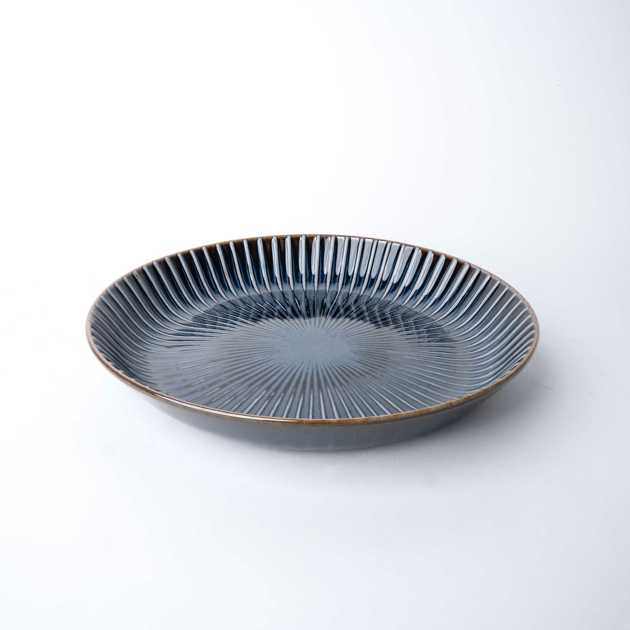 Plate High Rim 22.5cm Navy Sendan Glaze - Image 1