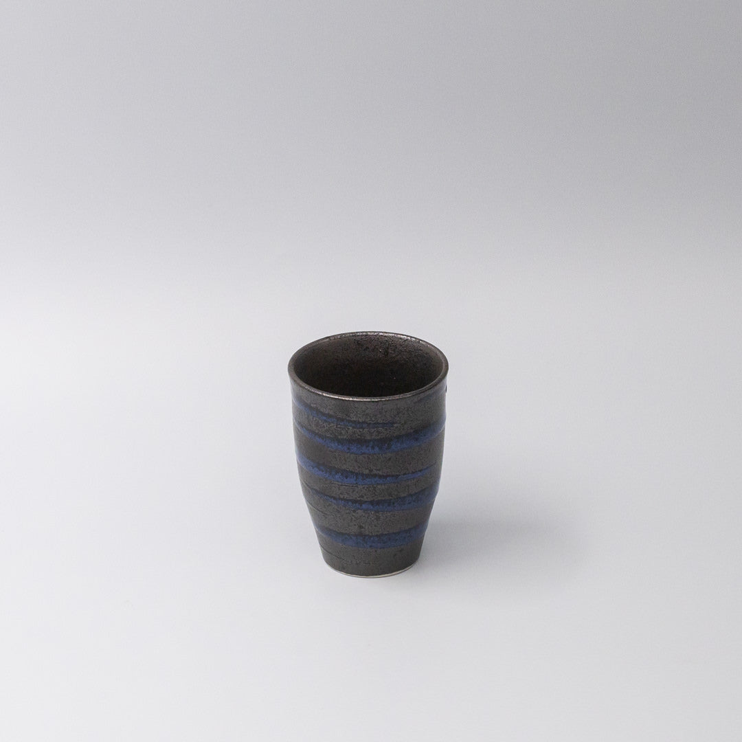 Sushi Mug 300ml Bright Blue Spiral On Black Design - Image 1