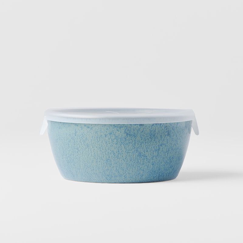 Bowl with Lid 13cm Peacock Glaze - Image 2