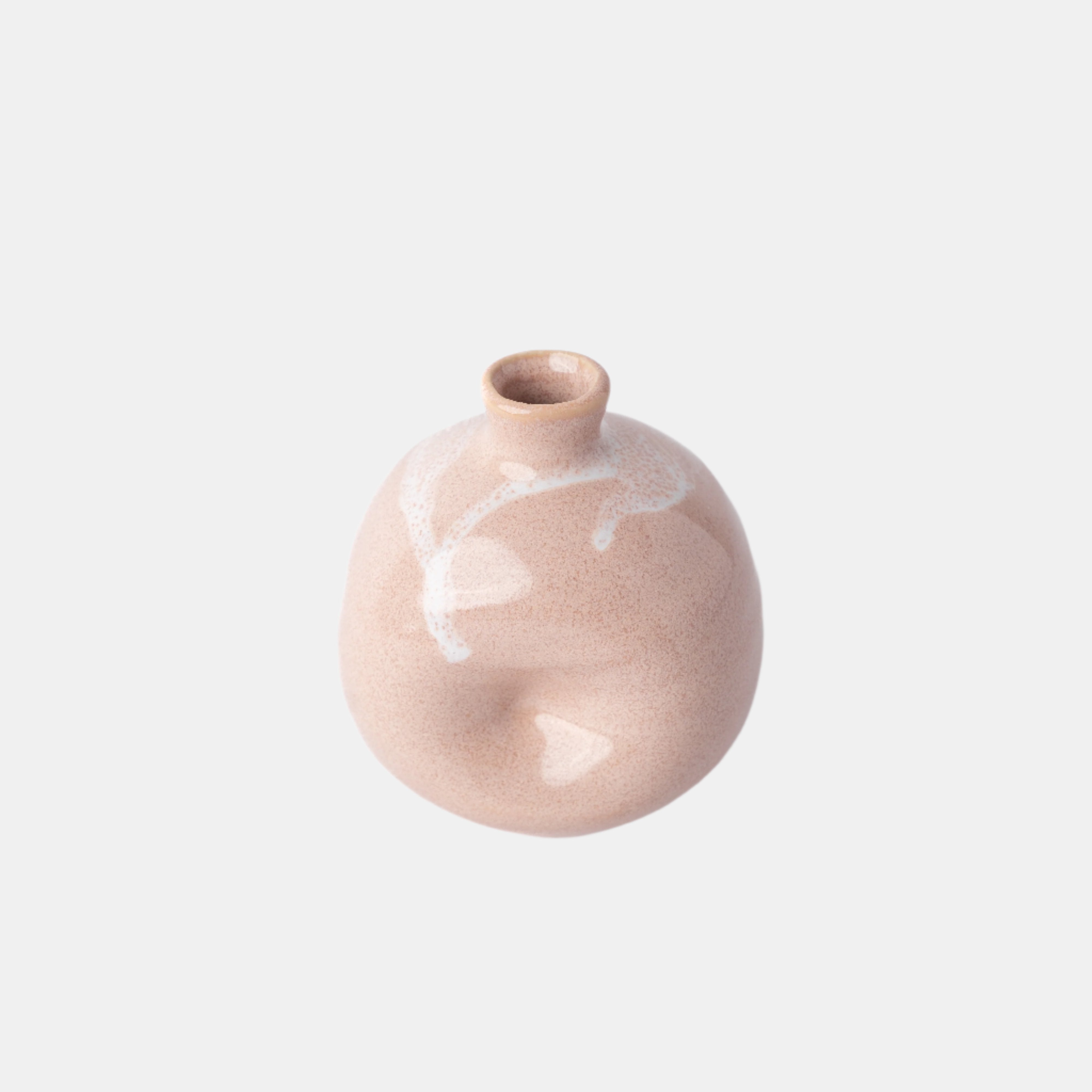 Vase Small Clay Pink Squashed - Image 1