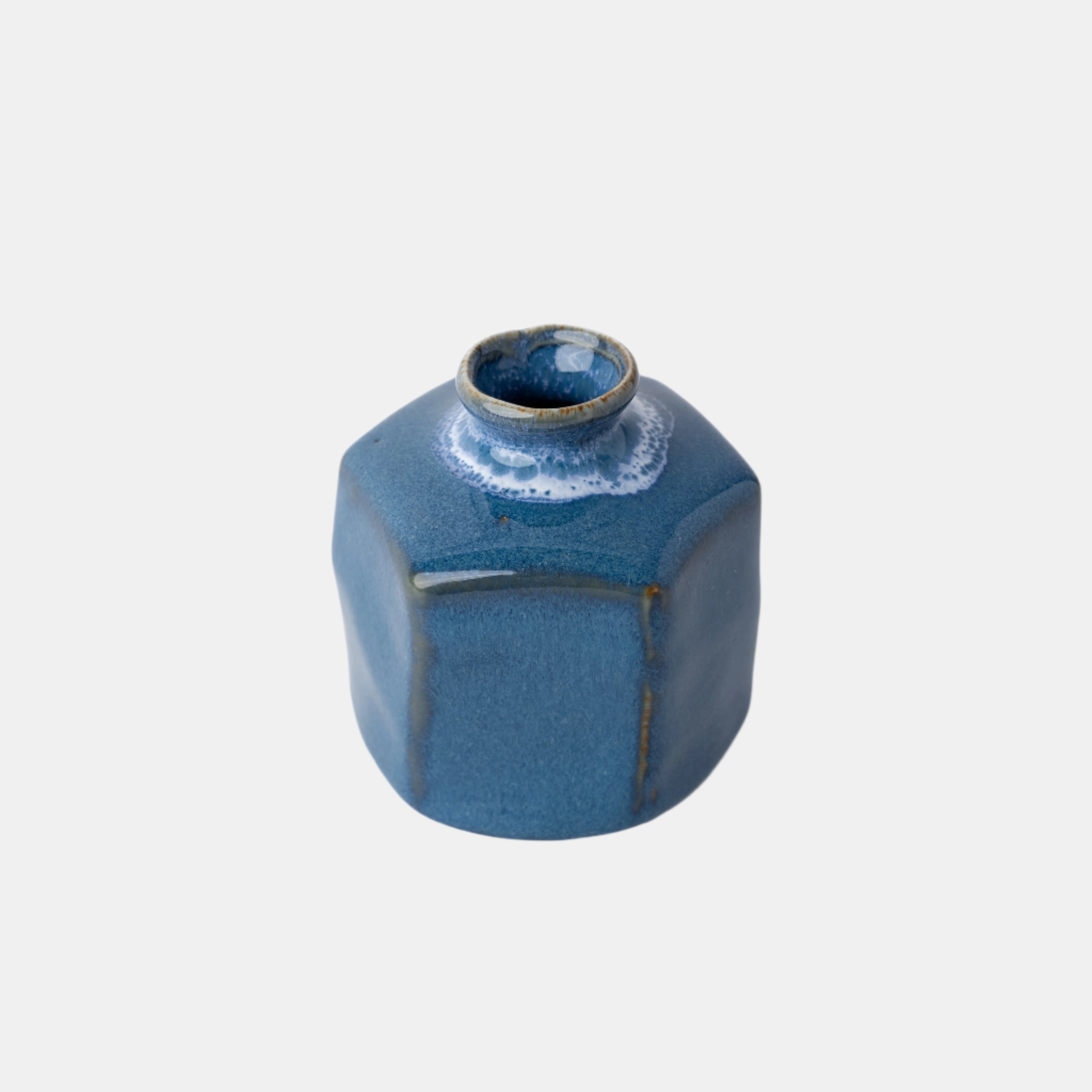 Vase Small Blue Hexagon - Image 1