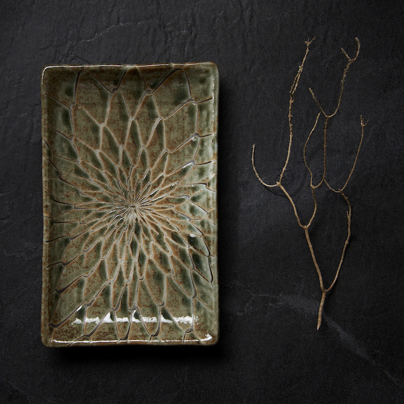Sushi Plate 22cm Forest Green Net Design - Image 5