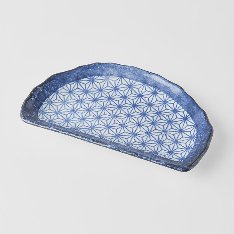 Plate Tempura 21cm Indigo Blue Starburst Design - Image 1