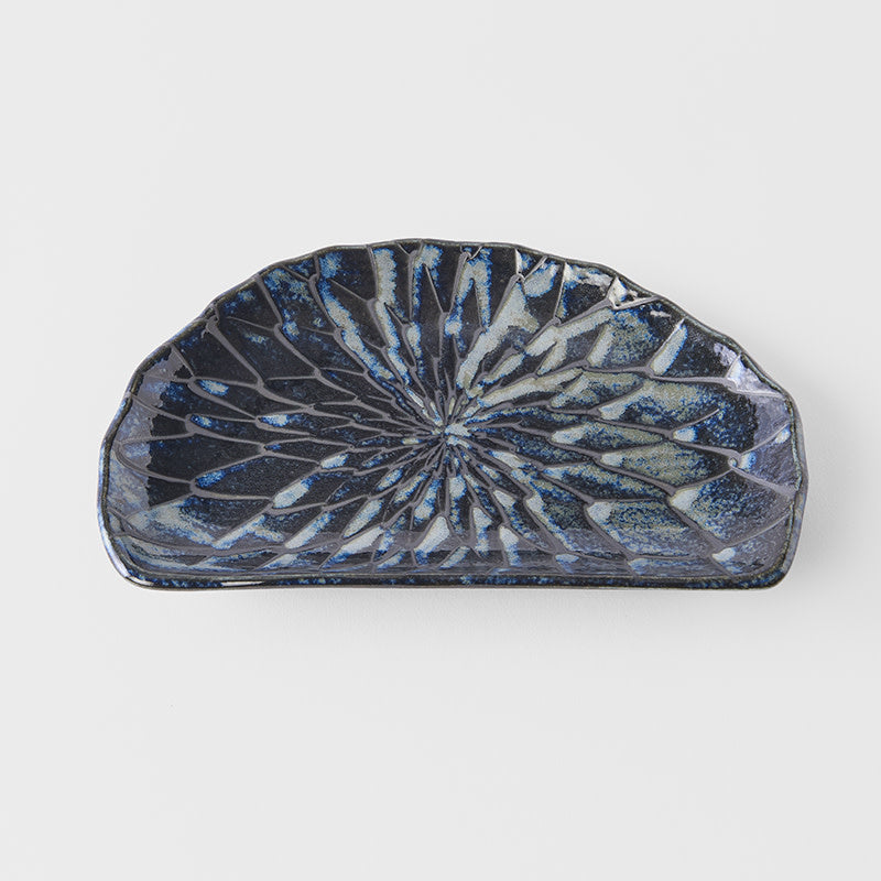 Plate D Shaped 21cm Indigo Blue Design - Image 1