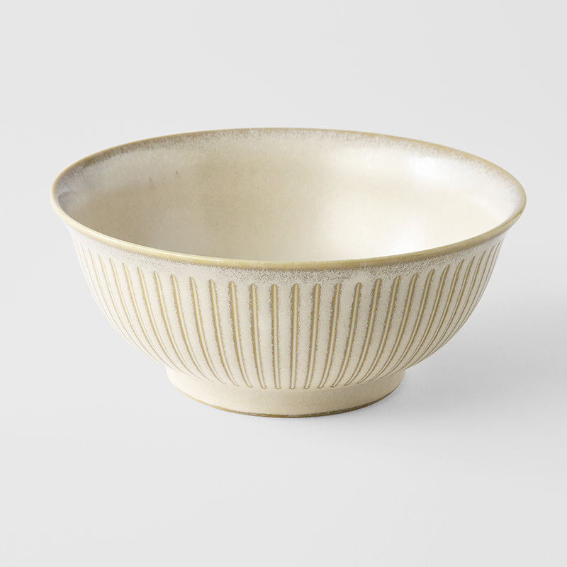 Udon Bowl 18cm Ridged Alabaster Glaze - Image 1