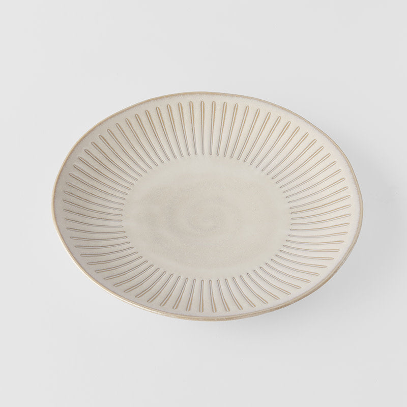 Dinner Plate 23cm Ridged Alabaster Glaze - Image 1