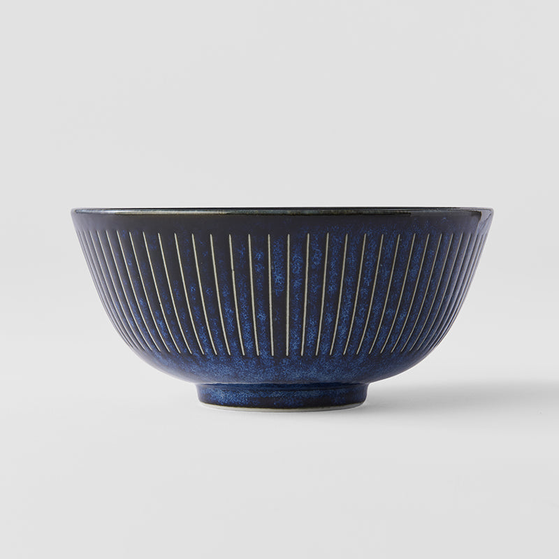 Bowl 16cm Ridged Indigo Glaze - Image 1