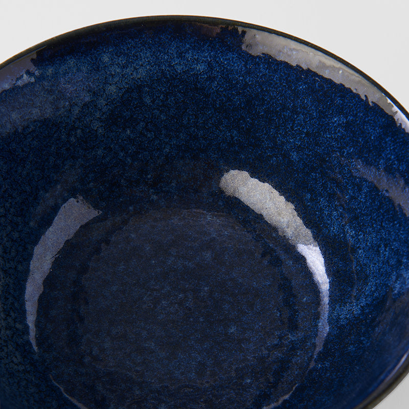 Bowl 16cm Ridged Indigo Glaze - Image 3