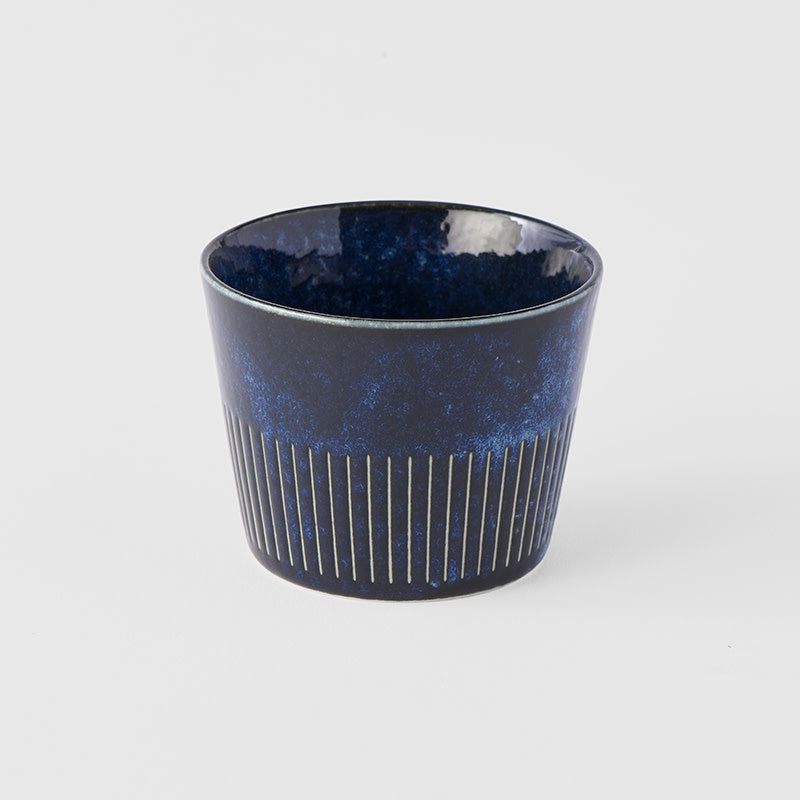 Soba Cup 175ml Ridged Indigo Blue Glaze - Image 1