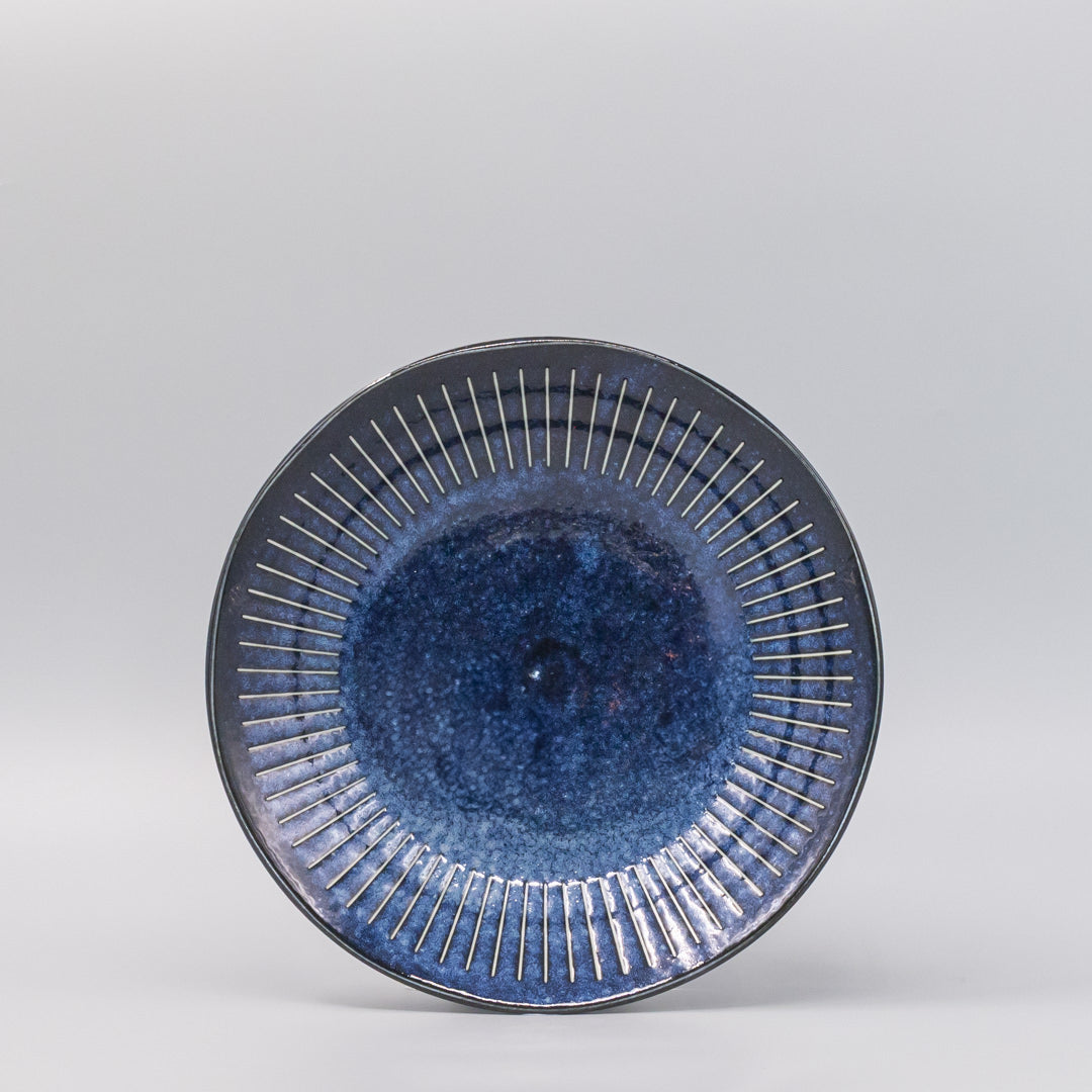 Bowl 25cm Ridged Indigo Glaze - Image 3