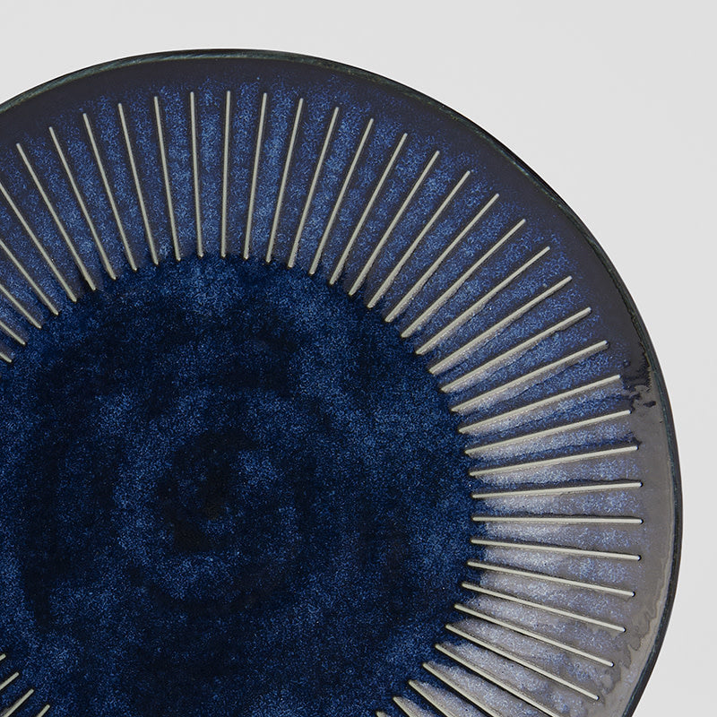 Dinner Plate 23cm Ridged Indigo Blue Glaze - Image 2