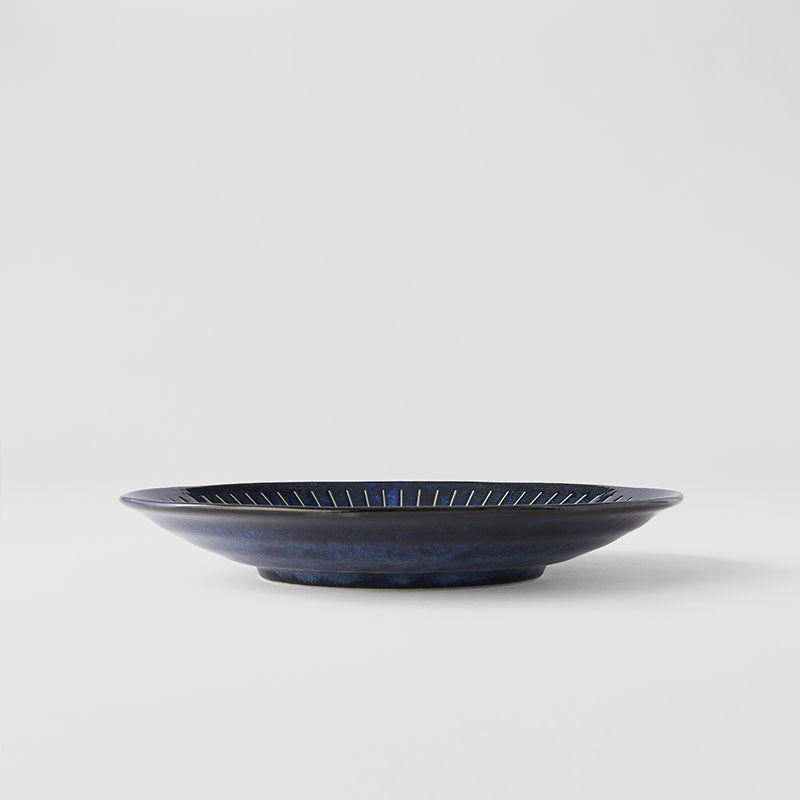 Dinner Plate 23cm Ridged Indigo Blue Glaze - Image 3