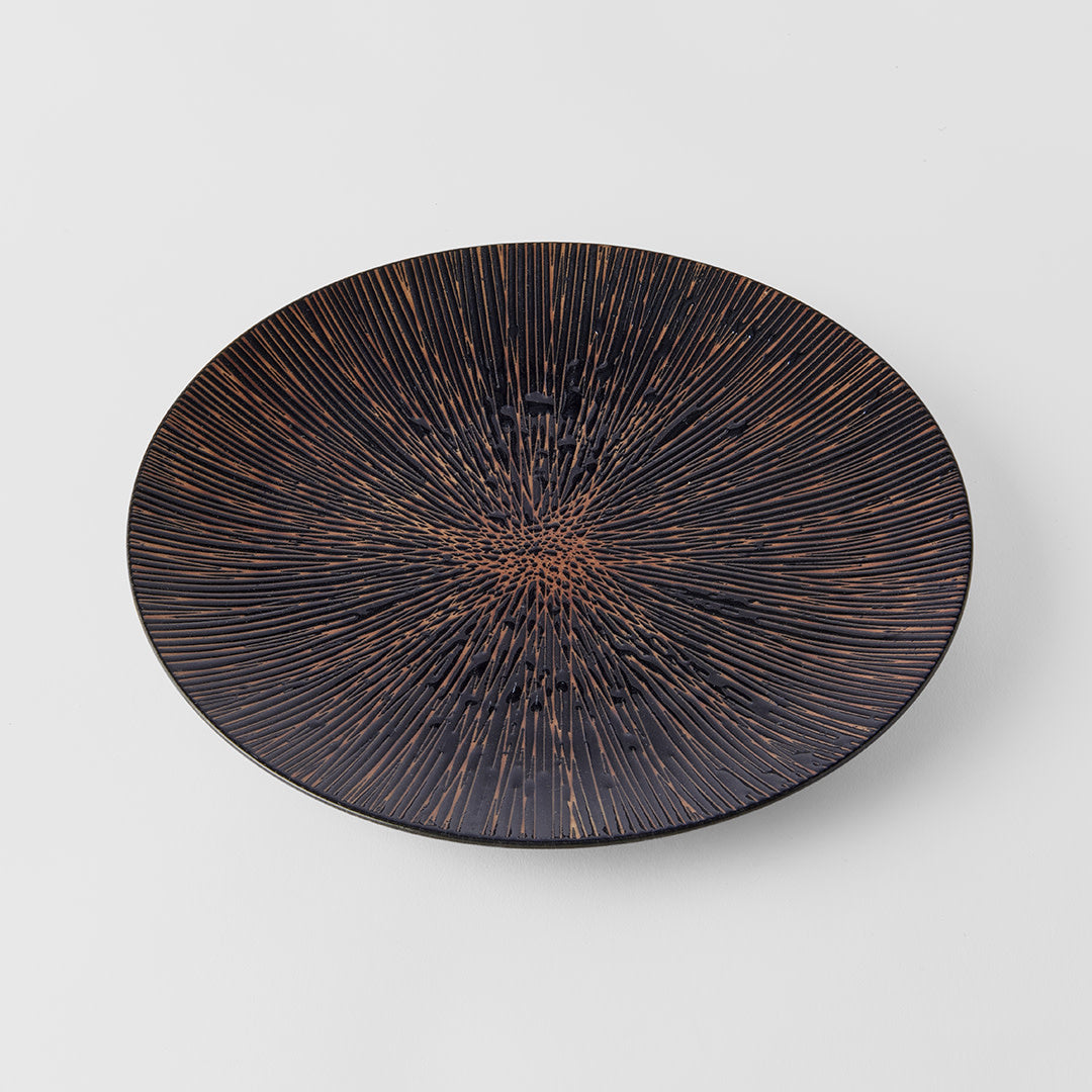 Plate 28cm Bronze Converging Line Glaze - Image 1