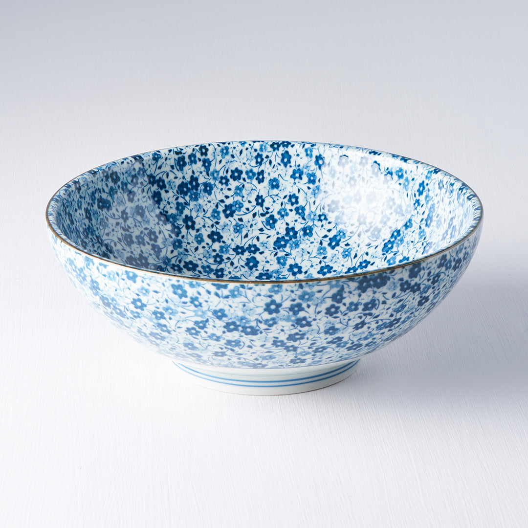 Ramen Bowl 21.5cm Blue Daisy Glaze - Image 1