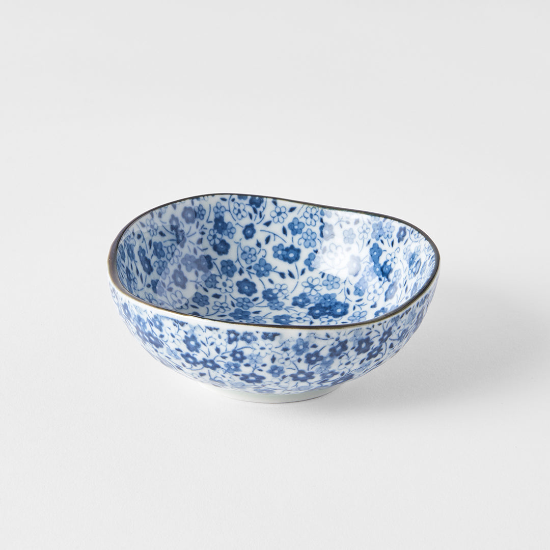 Sauce Dish Organic 11cm Blue Daisy Glaze - Image 1
