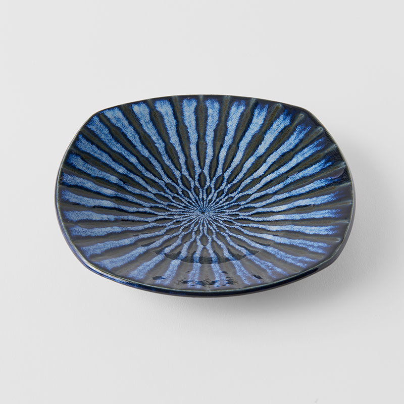 Plate Square 18cm Indigo Drip Glaze - Image 1