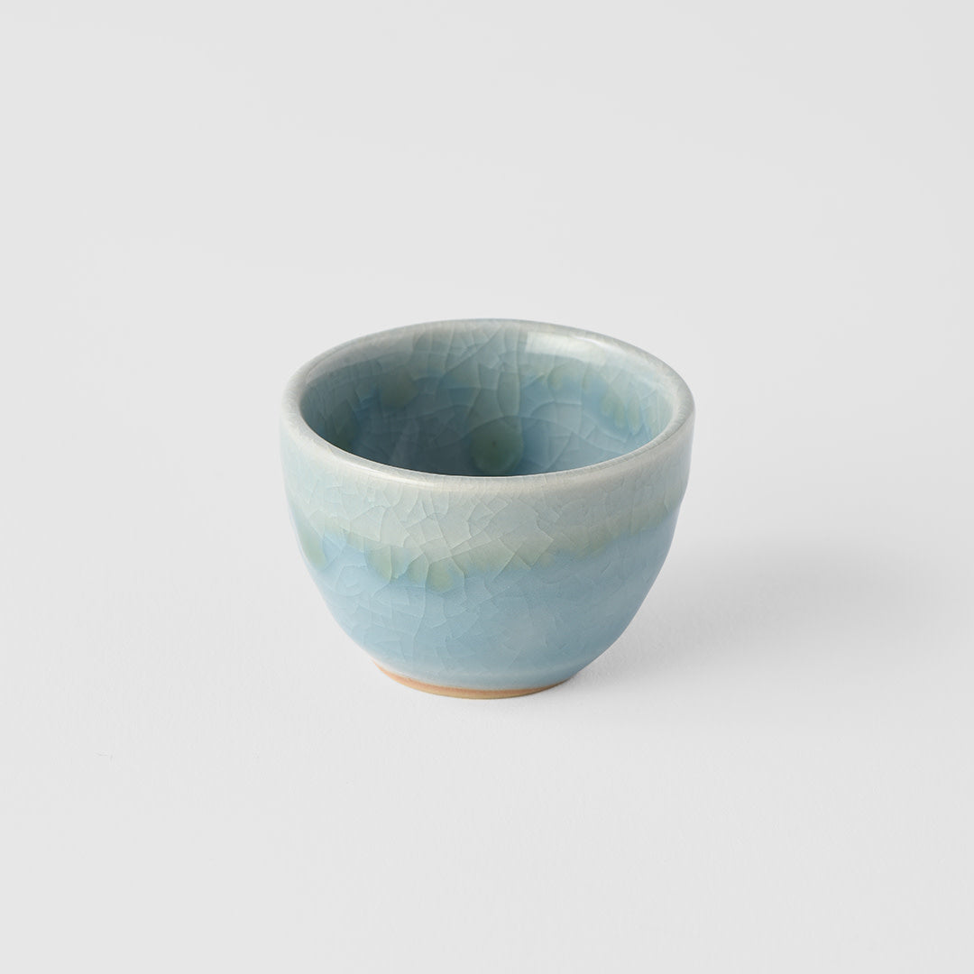 Sake Cup 30ml Crazed Blue Glaze - Image 1