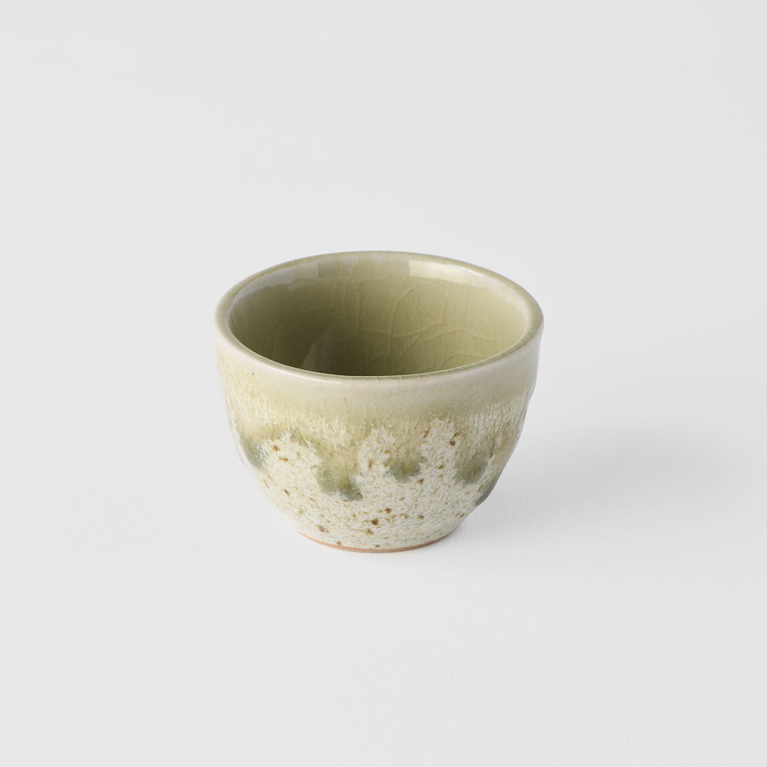 Sake Cup 30ml Light Green Drip Glaze - Image 1