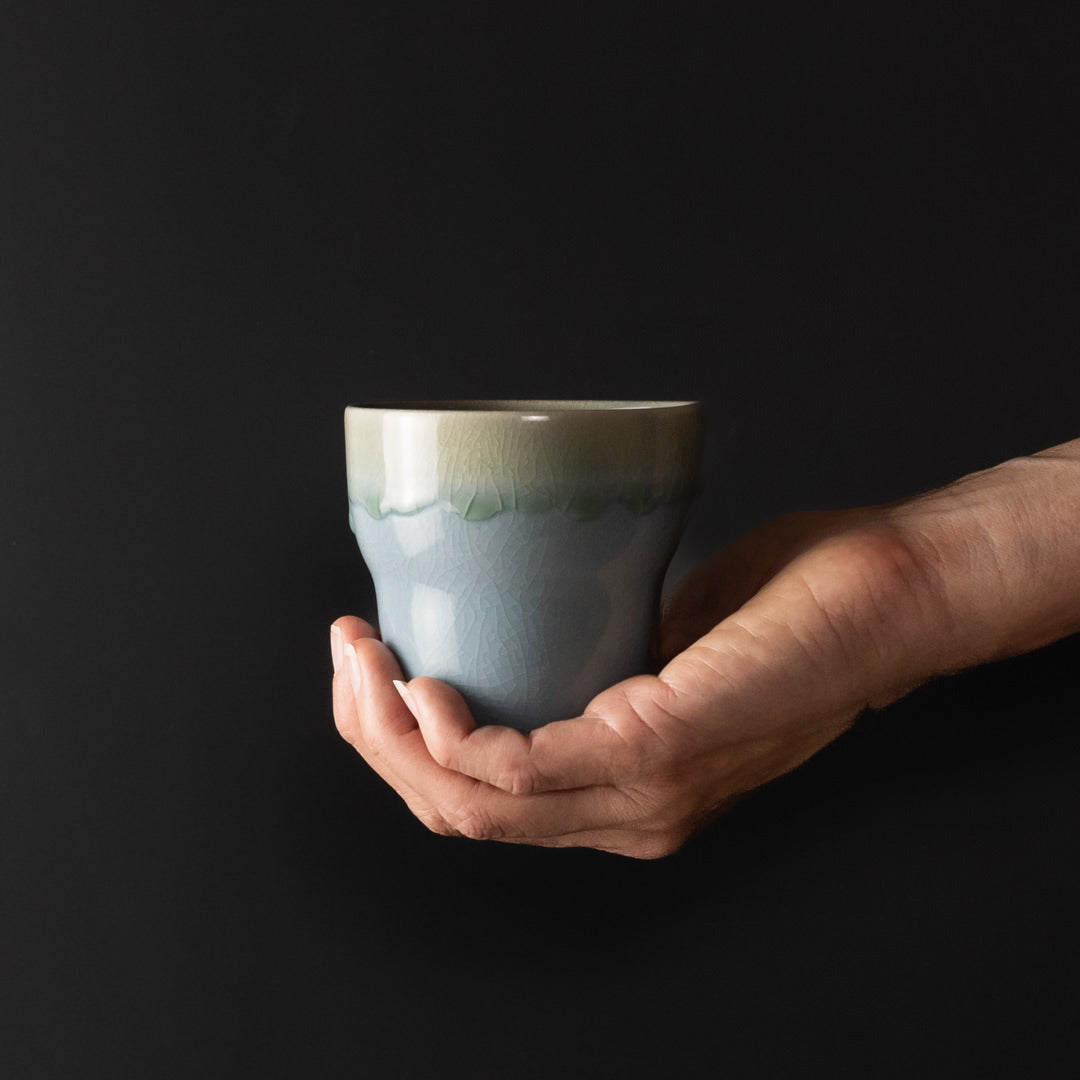 Mug Yunomi 280ml Crazed Blue Glaze - Image 1