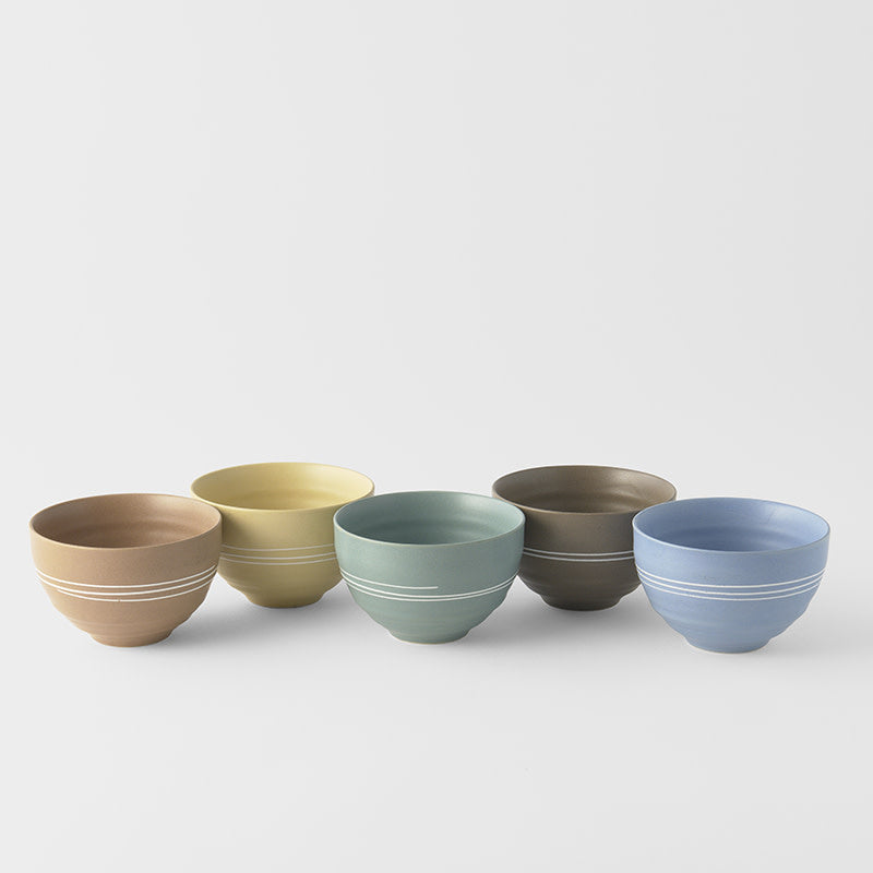 Bowl Set 5pcs 250ml Pastel Glazes - Image 1