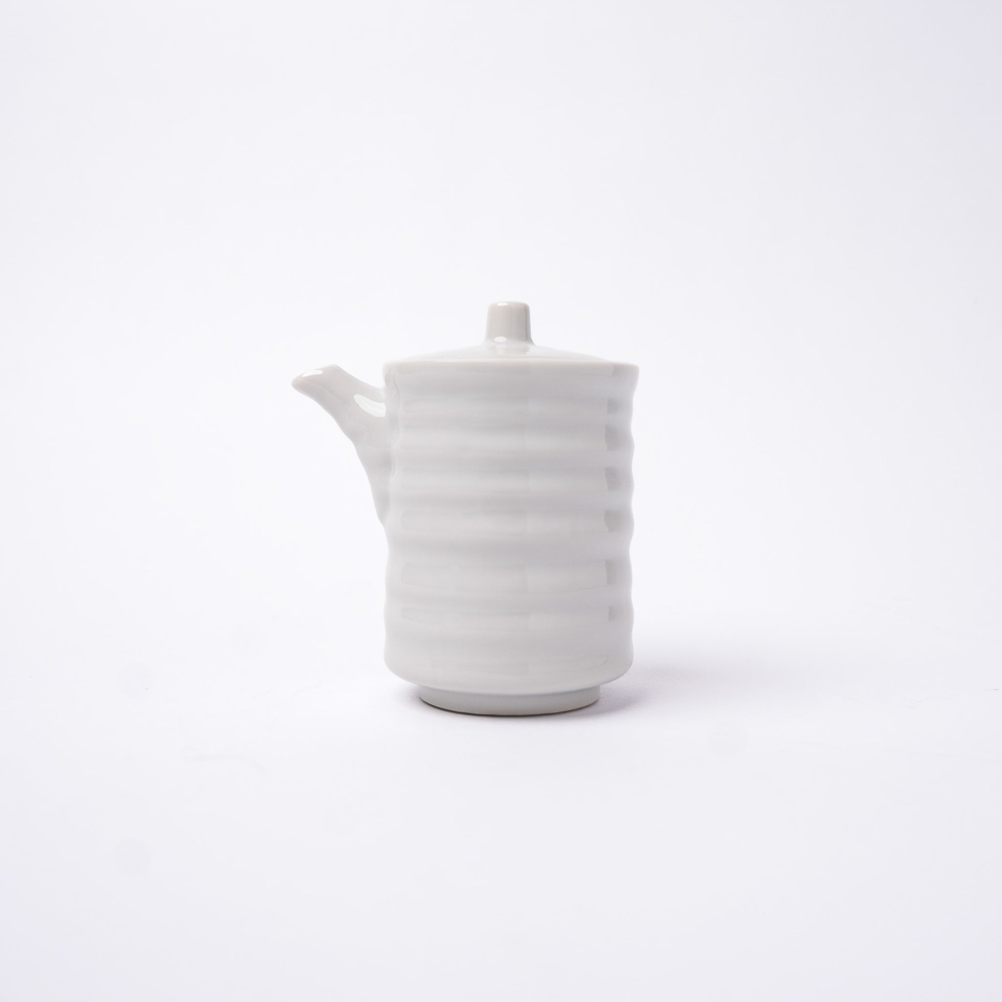 Soy Pot Ribbed 170ml White Glaze - Image 1