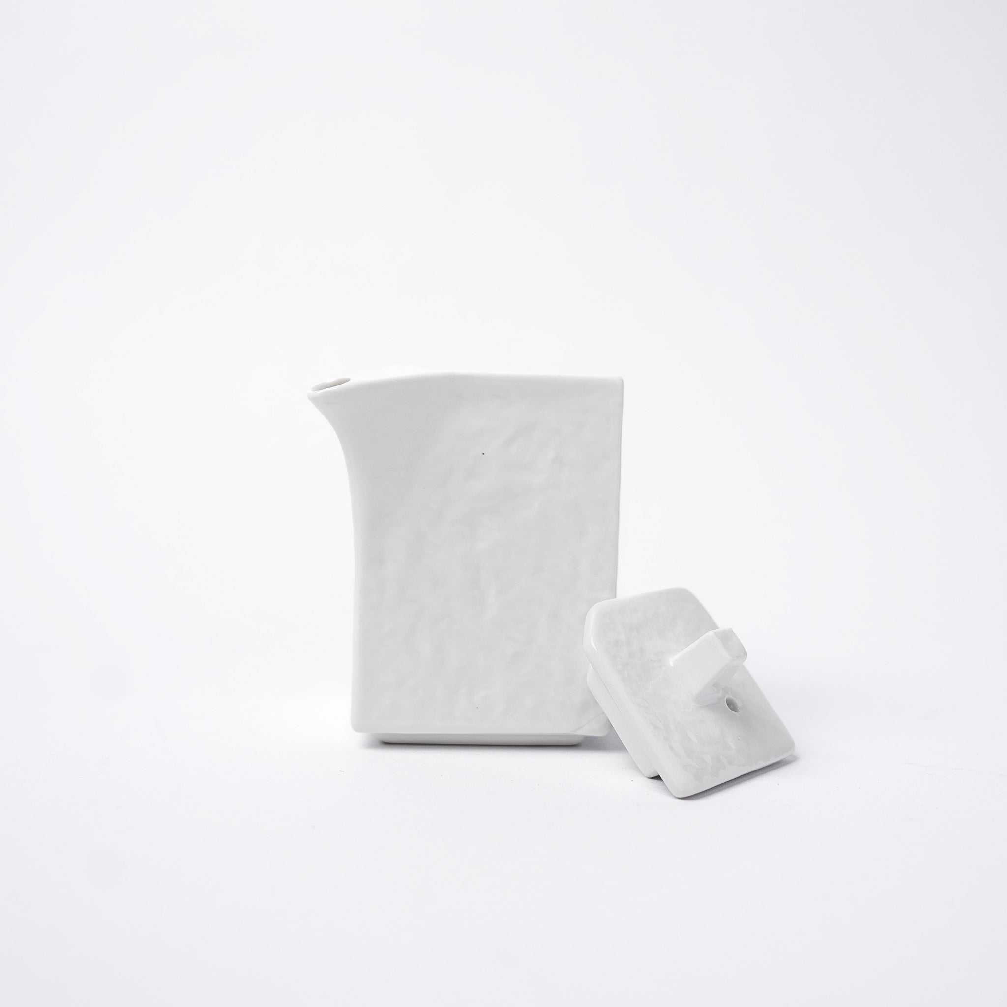 Soy Pot Squared 150ml Textured White Glaze - Image 3