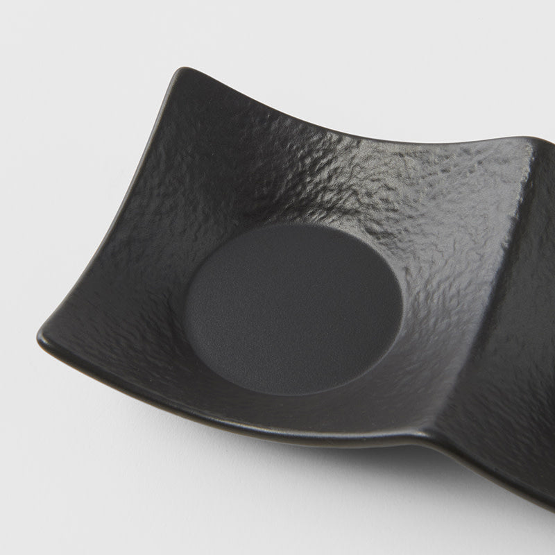 Two Section Sauce Dish Matt Black Glaze - Image 2