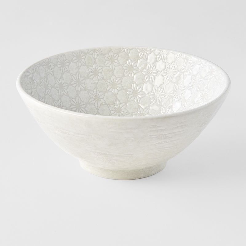 Udon Bowl 19.5cm White Star Glaze - Image 1