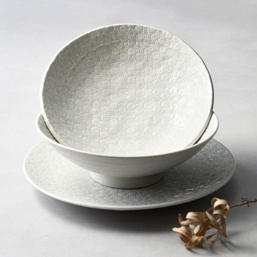 Udon Bowl 19.5cm White Star Glaze - Image 3