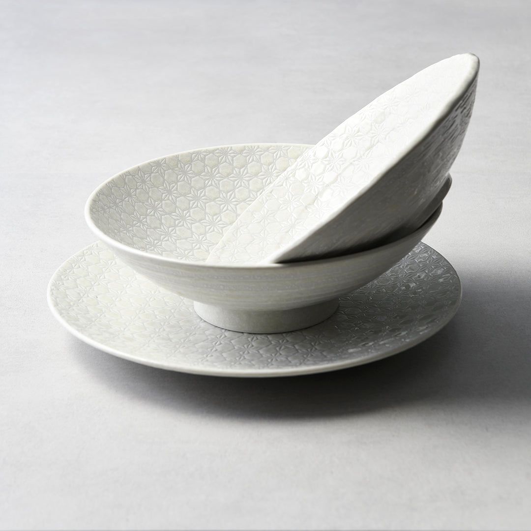 Udon Bowl 19.5cm White Star Glaze - Image 4