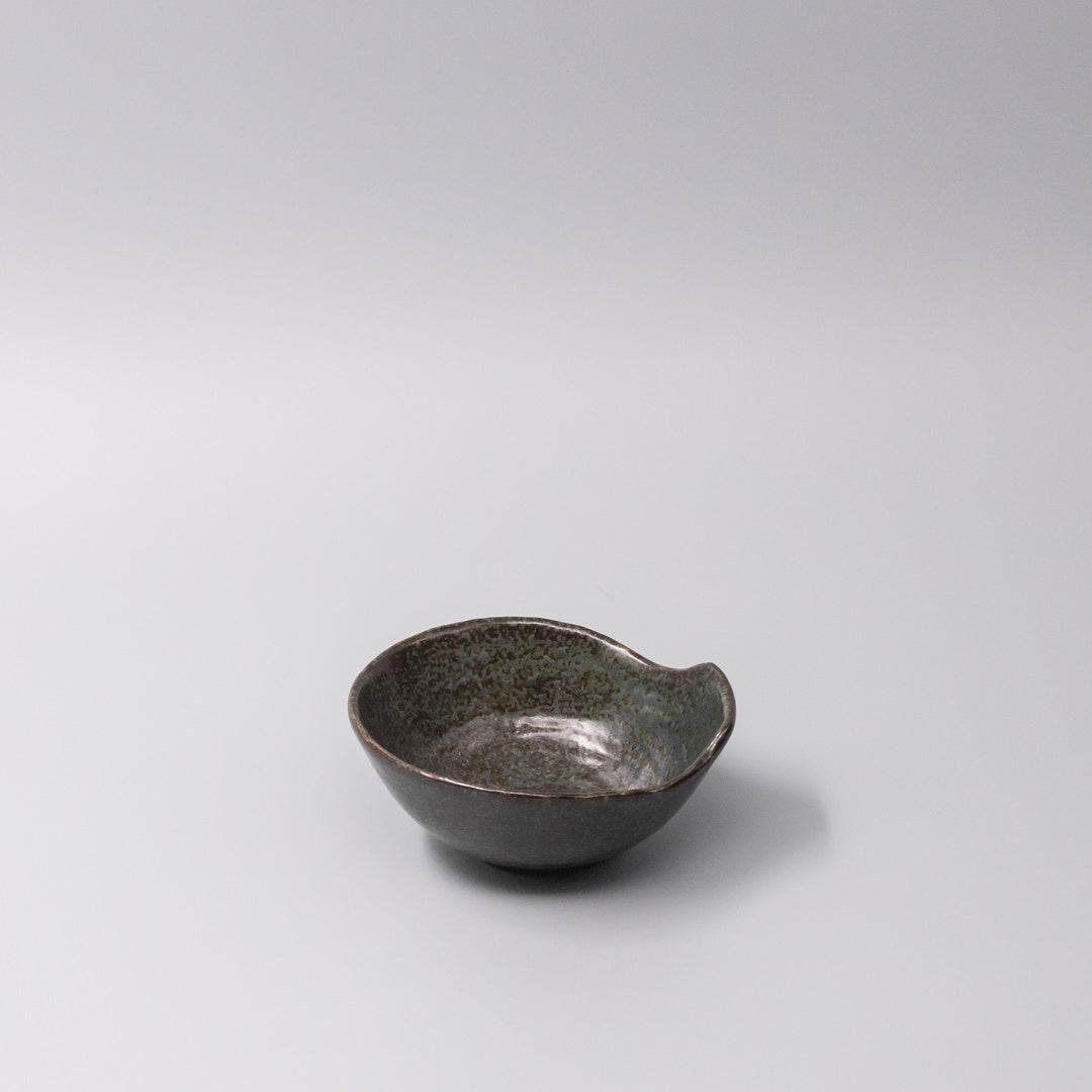 Bowl with Handle 13cm Navy Speckle Glaze - Image 1