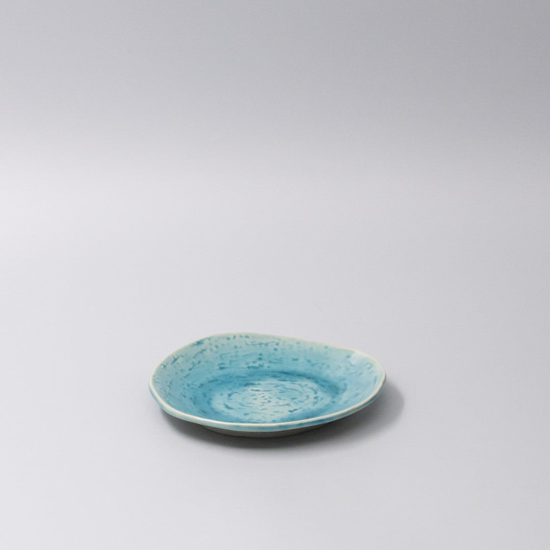Plate Oval 15cm Crackle Turquoise Glaze - Image 1