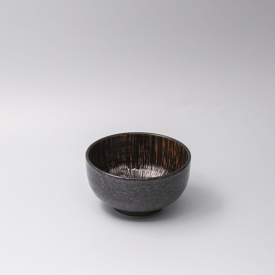 Bowl 16cm Bronze Converging Line Glaze - Image 1
