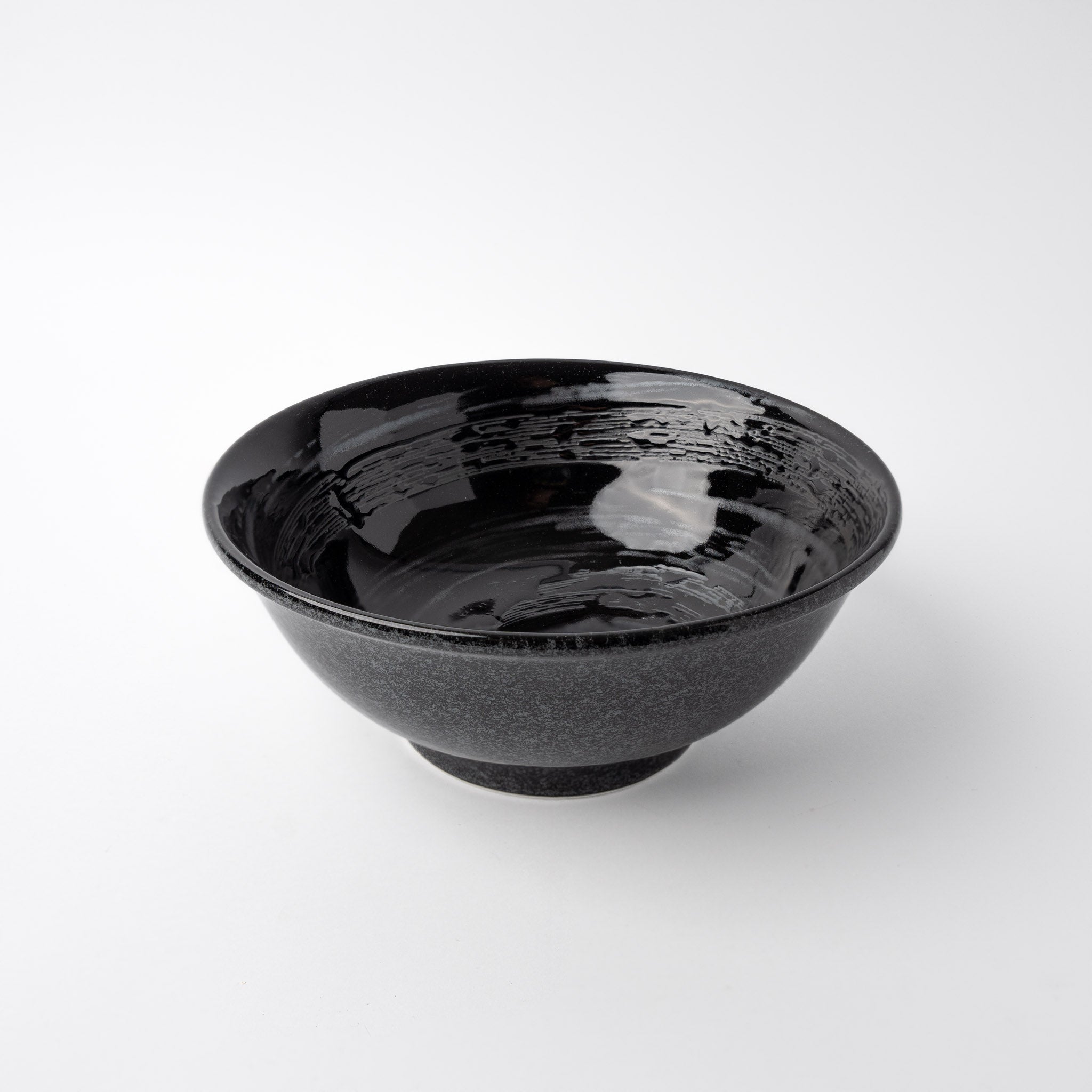 Udon Bowl Fluted 19.5cm Gunmetal Swirl Glaze - Image 1