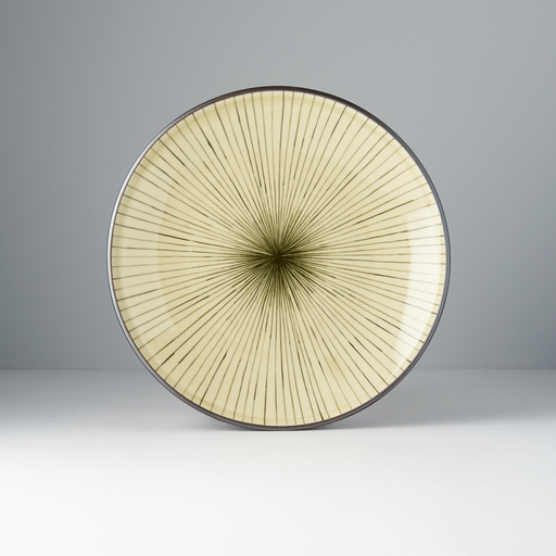 Dinner Plate 25cm Green Converging Line Glaze - Image 1