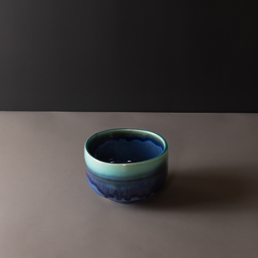 Matcha Tea Bowl 11.5cm Turquoise Drip - Image 3