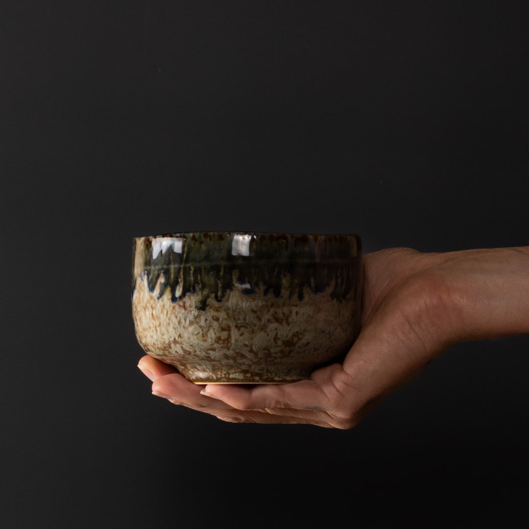 Matcha Tea Bowl 11.5cm Earth with Forest River - Image 1