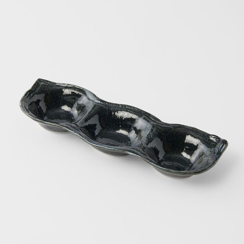 Edamame Triple Pod Dish 200ml Indigo Blue - Image 4