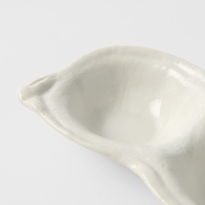 Edamame Triple Pod Dish 200ml Matte White Glaze - Image 2