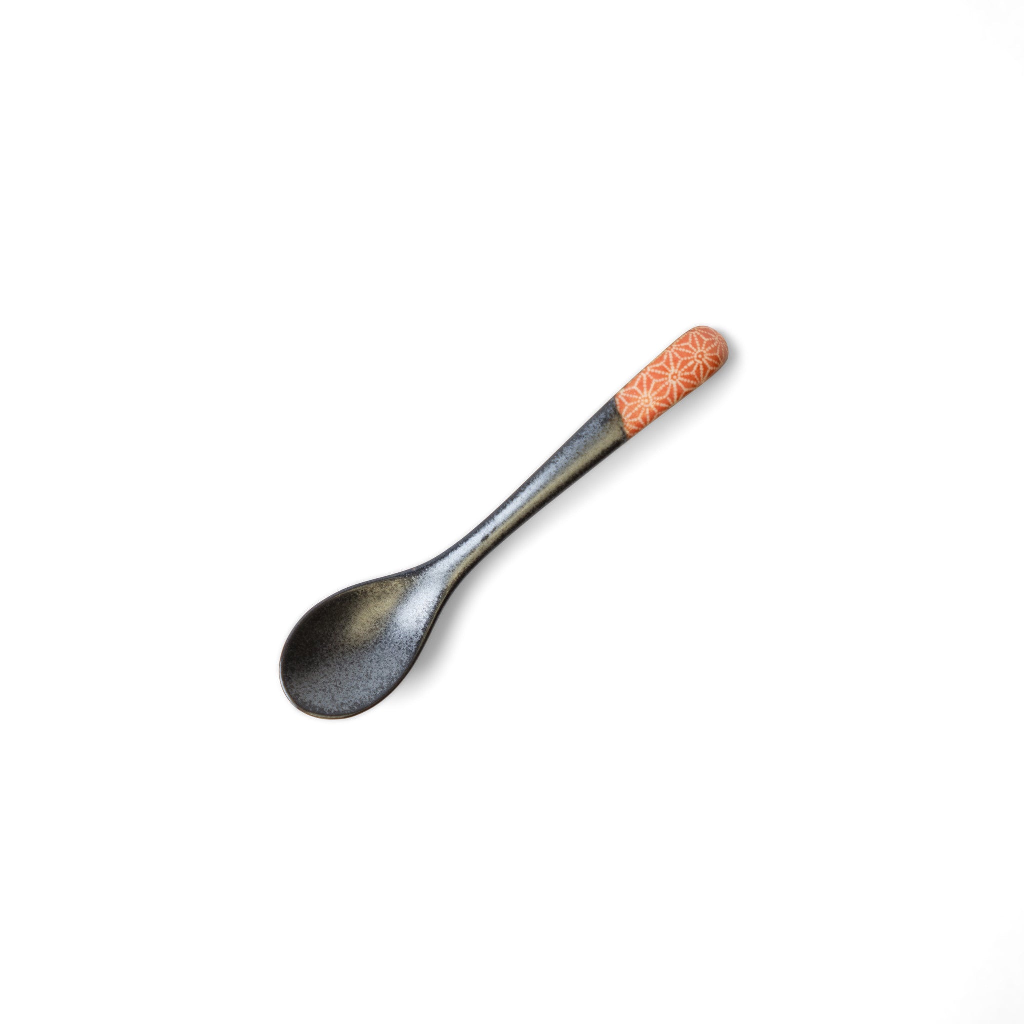 Small Black Spoon 12.5cm Peach Asanoha - Image 1