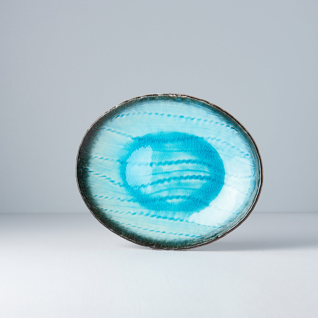 Plate Oval 24x20cm Sky Blue Glaze - Image 1