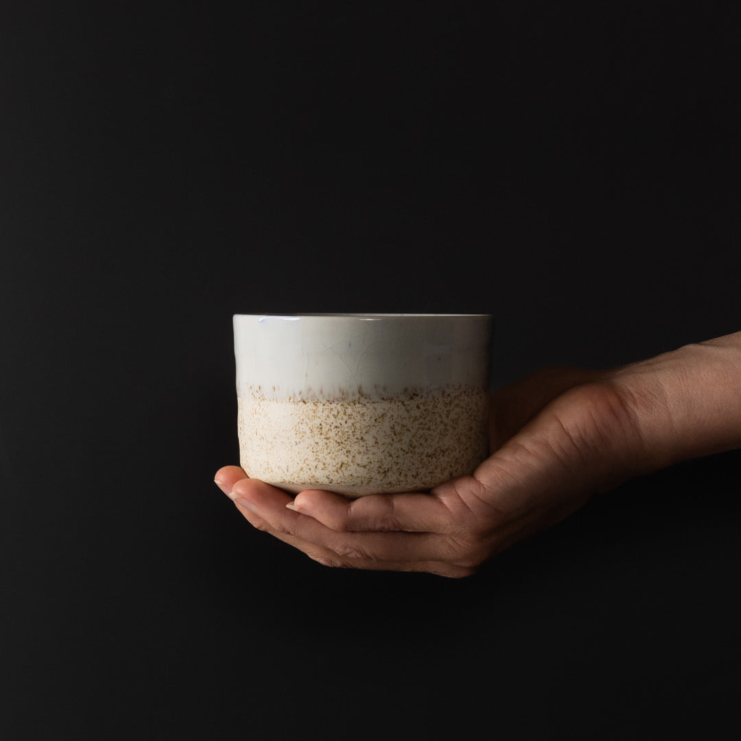 Matcha Tea Bowl 10cm Aozora Fleck - Image 1