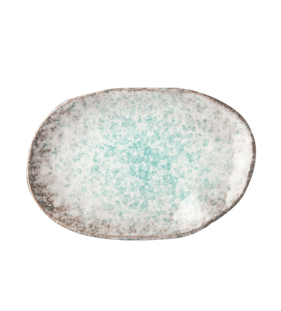 Plate Oval 17x11cm Aqua Splash Glaze - Image 1