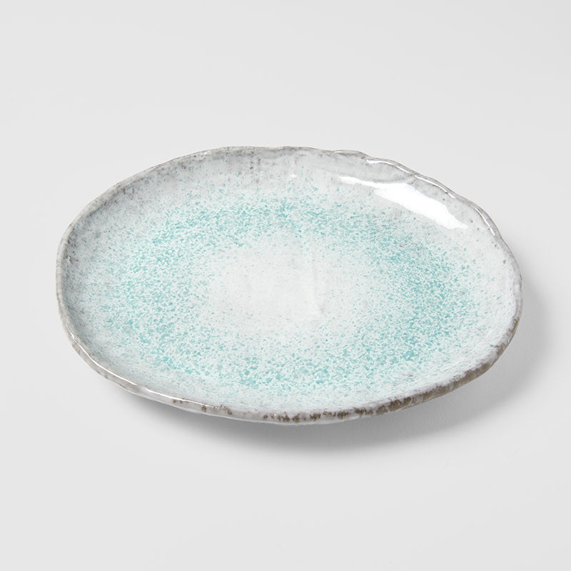 Plate Oval 30cm Aqua Splash Glaze - Image 1