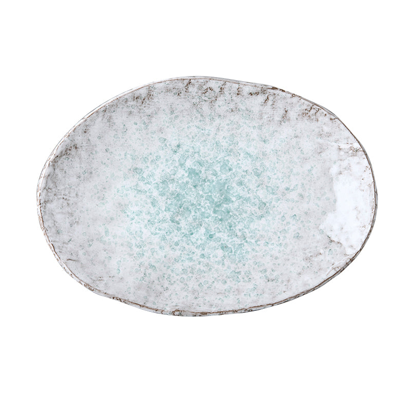 Plate Oval 24x17cm Aqua Splash Glaze - Image 5