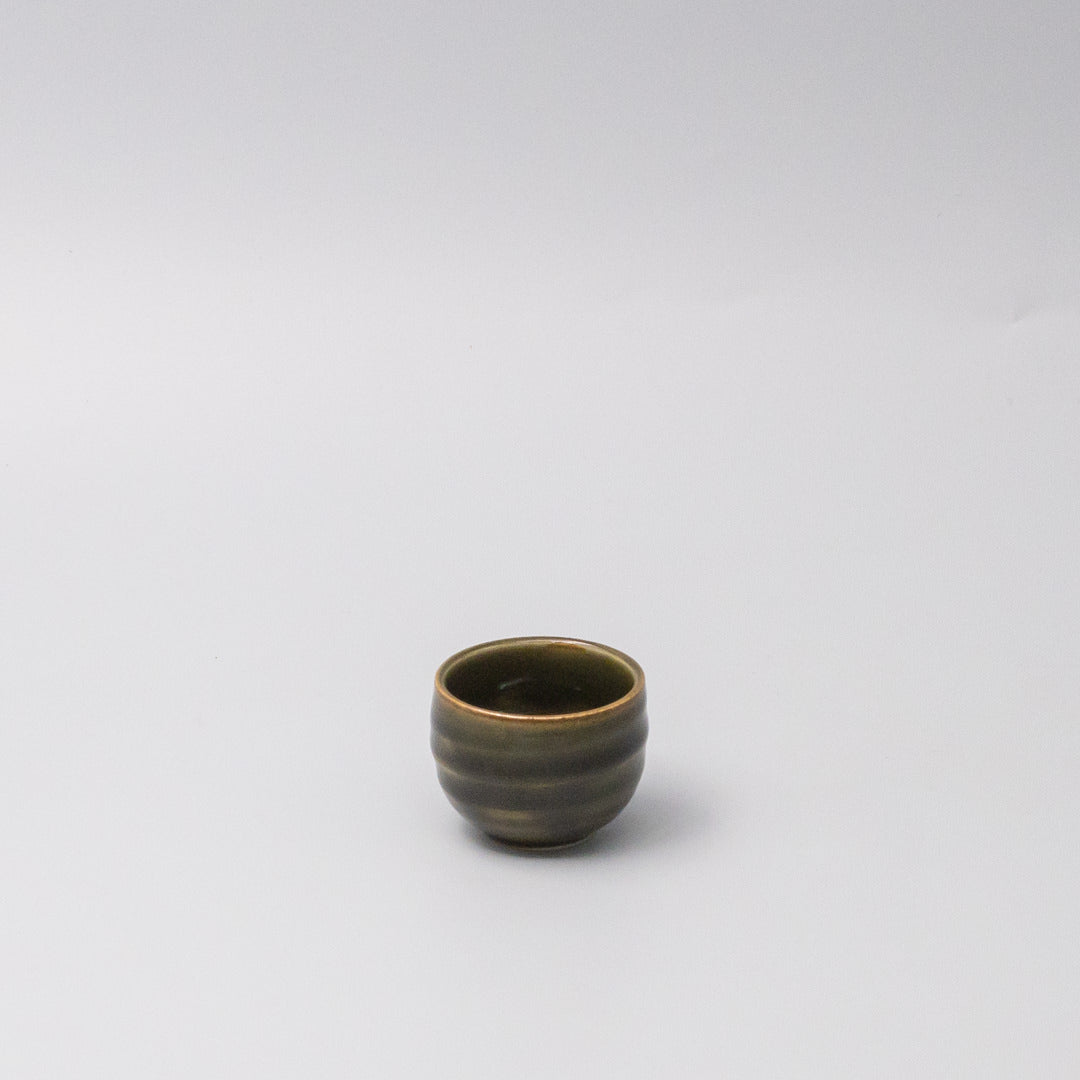 Sake Cup 40ml 'Ochoko' Rounded Oribe Green - Image 1