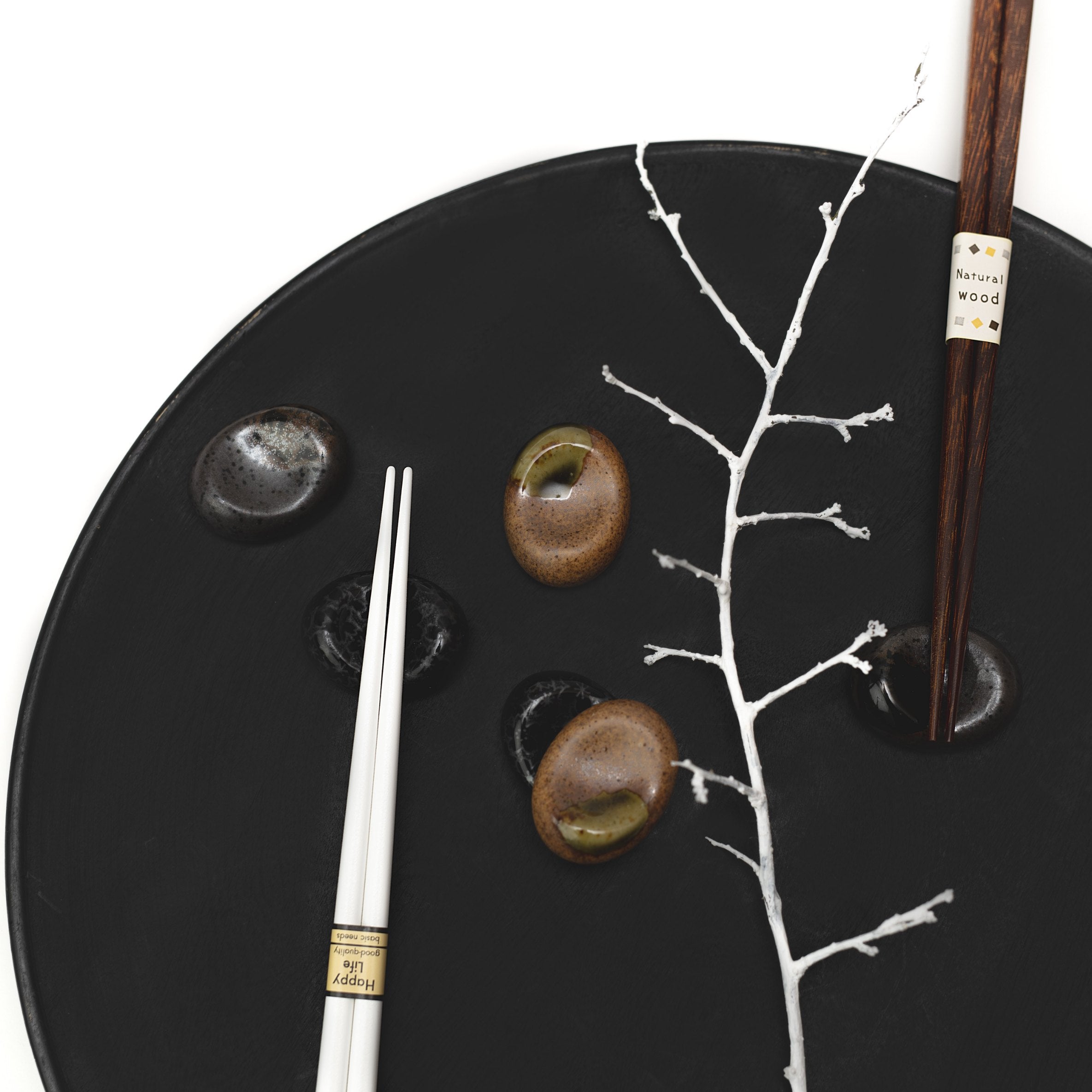 Chopstick Rest Pebble Matt Black Glaze - Image 3