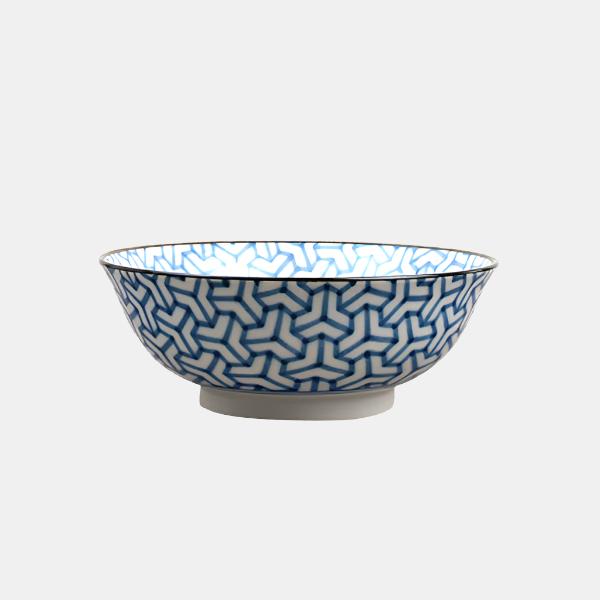 Bowl 19cm Indigo Ikat Herringbone Design - Image 1